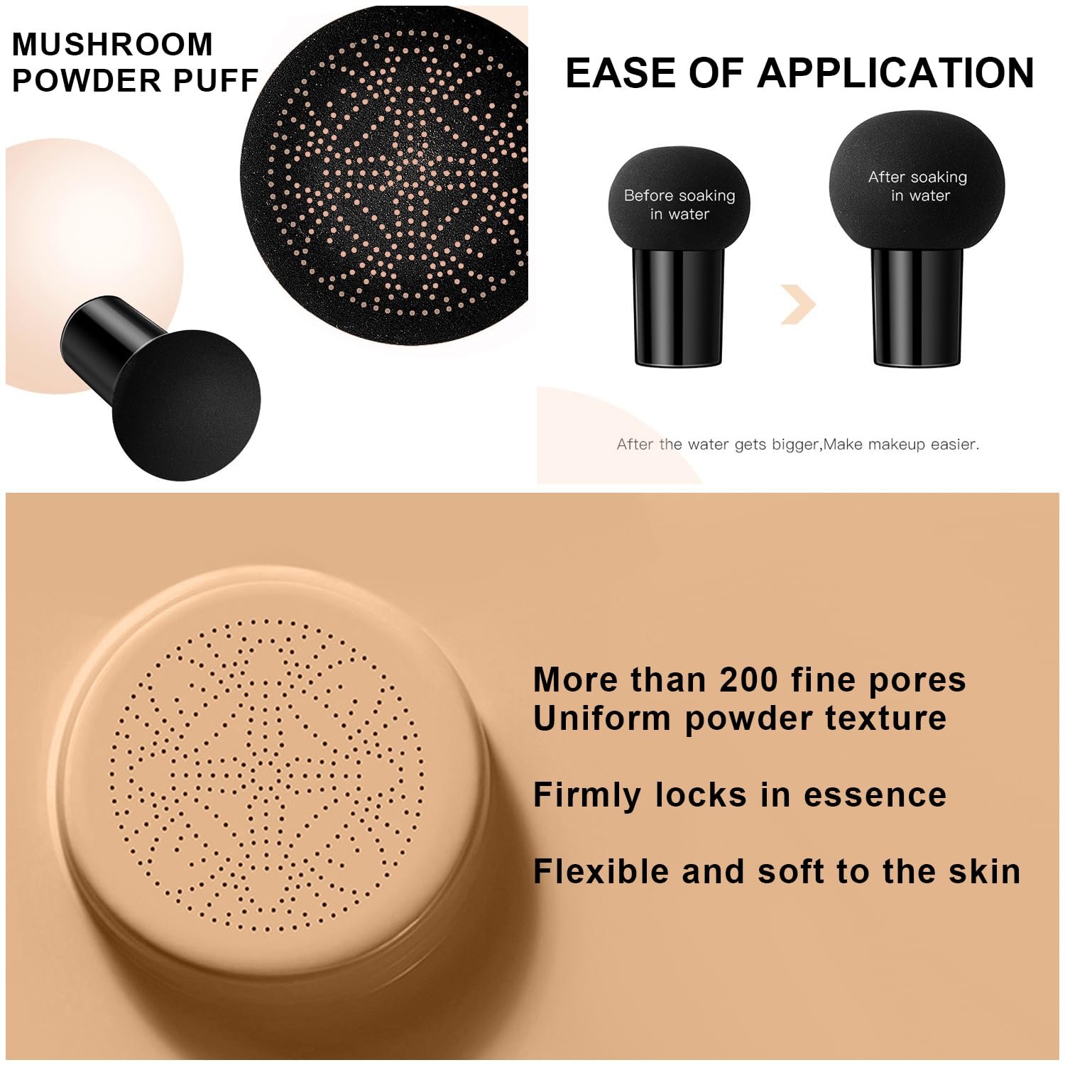 Mushroom Head Air Cushion CC Cream Foundation BB Cream Foundation Makeup Moisturizing CC Cream Liquid Foundation,Concealer Lasting Makeup Foundation Even Skin Tone Makeup Base Primer (#04 Nude) - Image 6