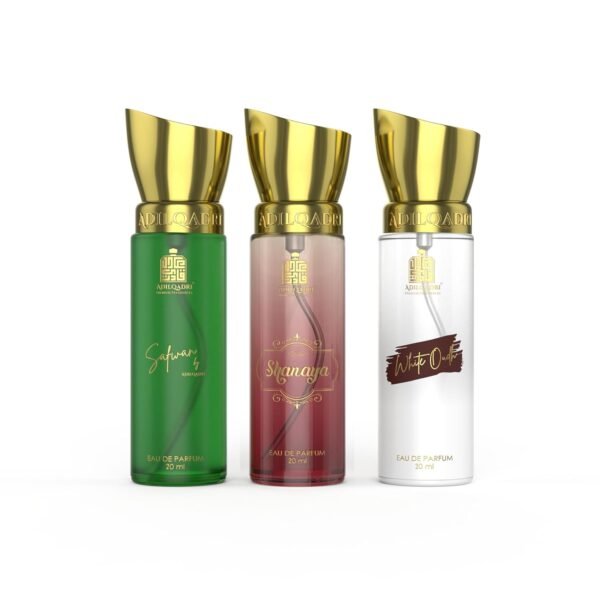 Adilqadri Captivating Trio Luxury Perfume Gift Set (3 x 20ml) | With Shanaya, White Oud, Safwan Perfume, Unisex Strong Woody, Fruity, Amber Long Lasting EDP Fragrance Set - Image 3