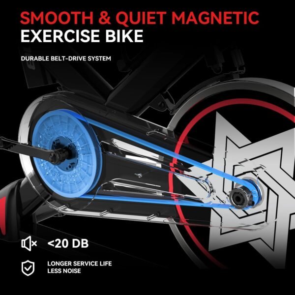 POOBOO Exercise Bike, Stationary Bike for Home Gym, Indoor Cycling Bike w/Comfortable Seat Cushion & Tablet Mount, Silent Belt Drive Indoor Bike for Cardio Workout - Image 5