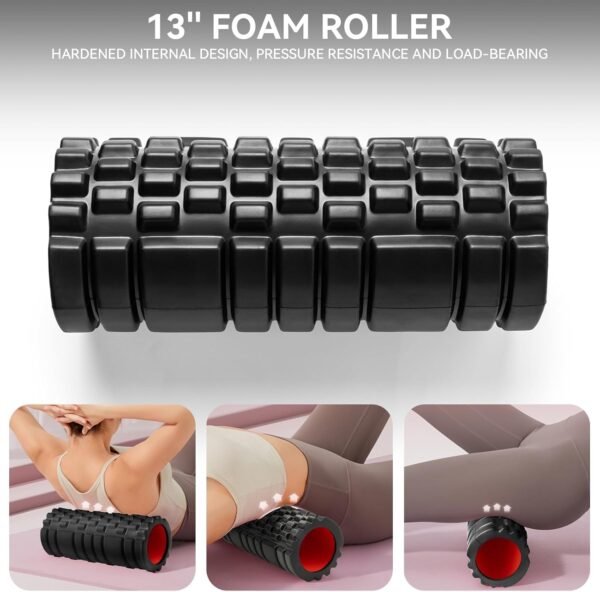 Foam Roller for Deep Tissue Massager, 13" High Density Exercise Patented Roller for Muscle Massage and Myofascial Trigger Point Release Back Roller for Fitness, Yoga and Pilates (Black) - Image 5