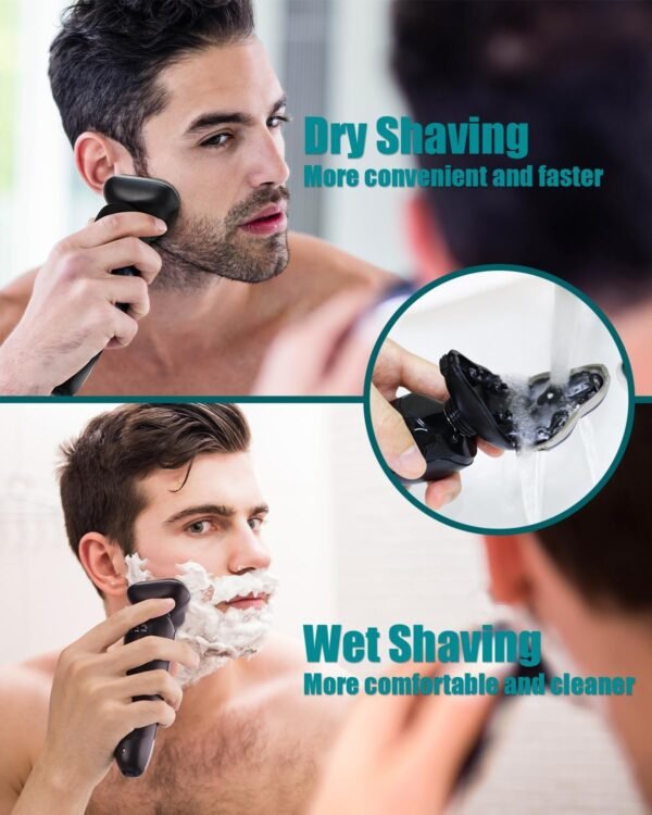 Electric Razor for Men - Rechargeable Electric Shaver for Men, Waterproof Wet Dry Cordless Razor with Nose Hair Trimmer and Sideburns Trimmer - Image 8