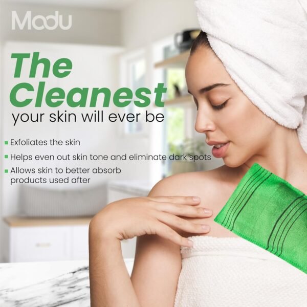 Modu 4 Pcs Korean Exfoliating Mitt Bath Washcloth 9.1 x 6 in - Asian Italy Towel (Large 4Pcs Green Skyblue Pink Yellow) - Image 8