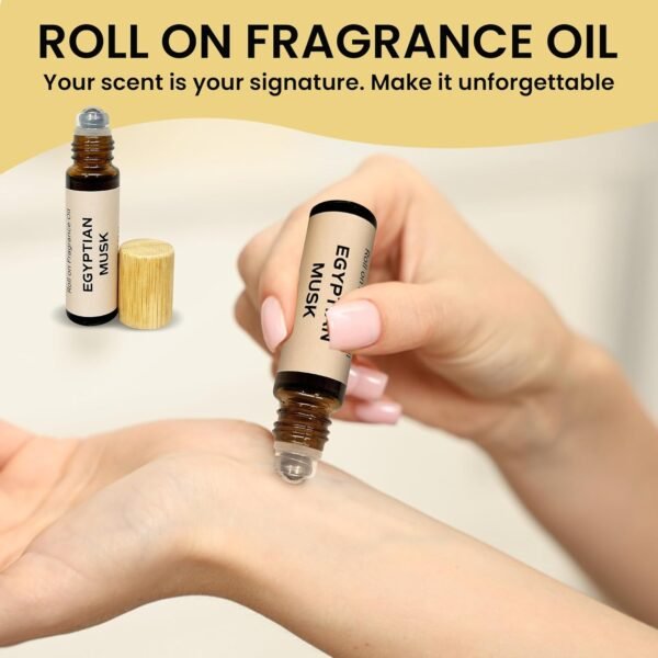 Geti Beauty Roll-On Perfume Oil for Women - Concentrated Body Fragrance Without Alcohol - Enduring Natural Essential Oil Blend in Travel-Ready 10ml Glass Bottle (Egyptian Musk) - Image 4