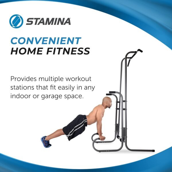 Stamina Power Tower - Dip Bar Pull Up Bar Station with Smart Workout App - Dip Bars for Home Workout - Up to 250 lbs Weight Capacity - Image 8
