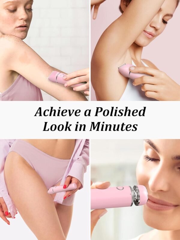 Bikini Trimmer and Shaver Kit for Women - 2-in-1 Wet/Dry Electric Body Hair Trimmer Facial Hair Removal Cordless Waterproof Bikini Shaver Razor for Face Lip Chin Pubic Underarm Legs - Image 3