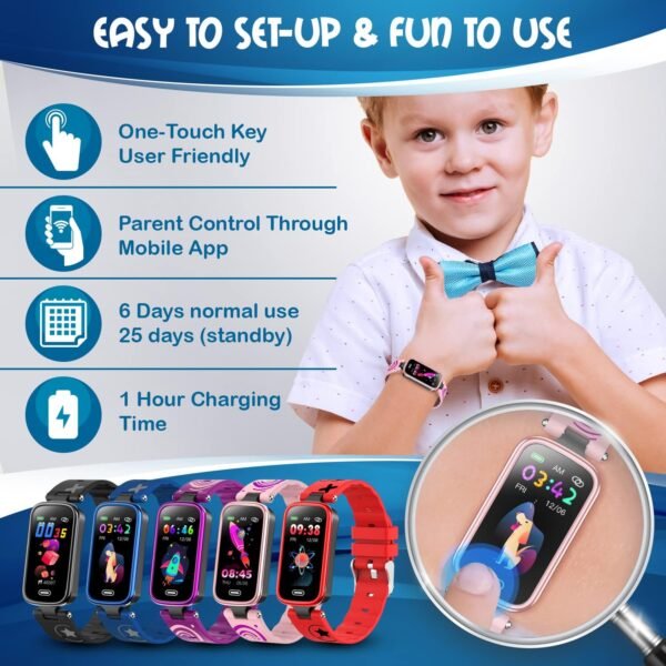 Inspiratek Kids Fitness Tracker for Age 5-16，2022 Upgraded Tracker Kids Watch，Waterproof Watch for Kids with Pedometer，Sleep Monitor & Calorie Counter，Fitness Watch for Kids Girls Boys Teen (Pink) - Image 5