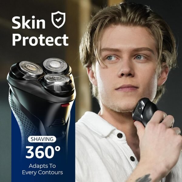 Electric Razor for Men, rategist Rechargeable Electric Shaver, Waterproof Wet Dry Cordless Razor, Adjustable Speeds, with Nose Hair Trimmer, Sideburns Trimmer - Image 7