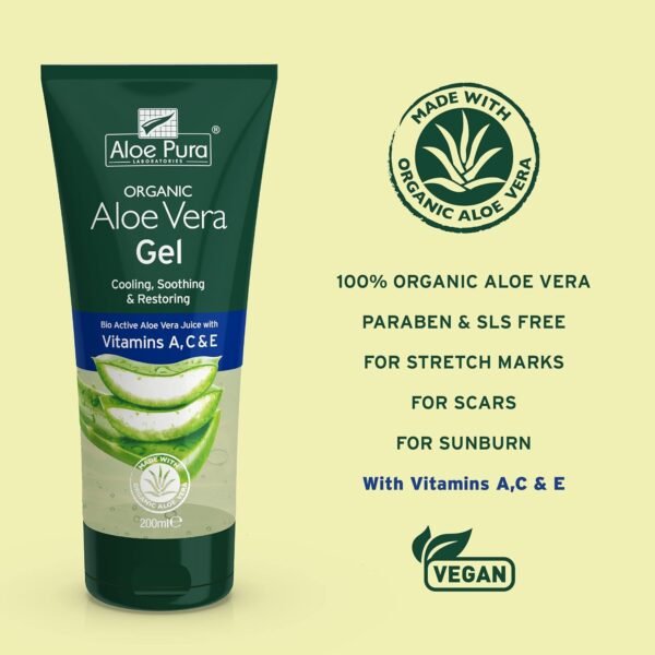 Organic Aloe Vera Gel & Vitamin A C & E 6.8 fl oz - Image 5