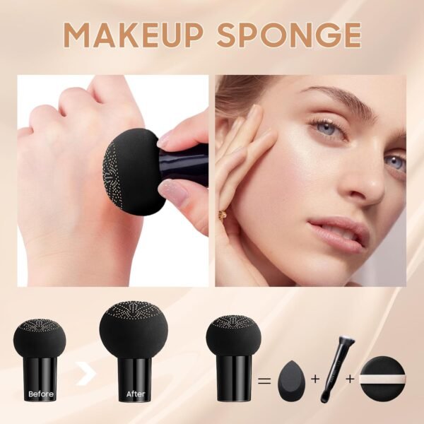 Air Cushion CC Cream - Mushroom Head CC Cream Foundation, Moisturizing BB Cream Foundation Makeup Long-Lasting Matte Concealer for Even Skin Tone (Buff Beige, 1 PCS) - Image 7