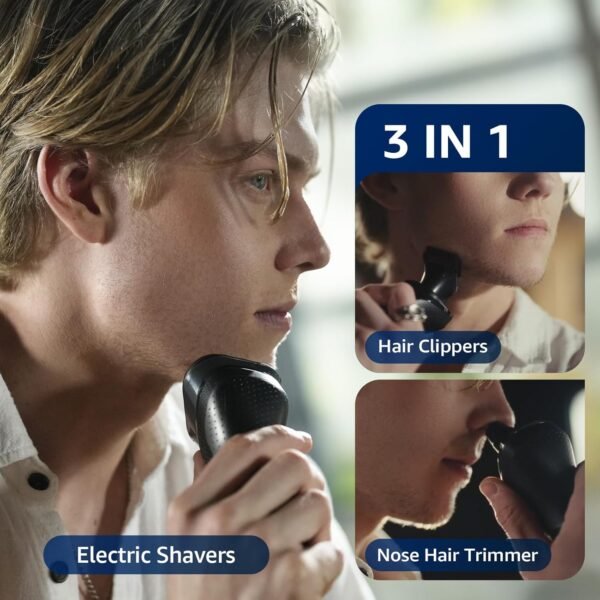 Electric Razor for Men, rategist Rechargeable Electric Shaver, Waterproof Wet Dry Cordless Razor, Adjustable Speeds, with Nose Hair Trimmer, Sideburns Trimmer - Image 4