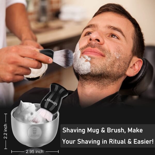 Shaving Kit for Men, Include Safety Razor, Sandalwood Shaving Cream, Mens aftershave, Pre Shave Oil, Shaving Brush and Bowl, Shaving Bib -Unique Gifts for Men Him Stocking Stuffers - Image 5