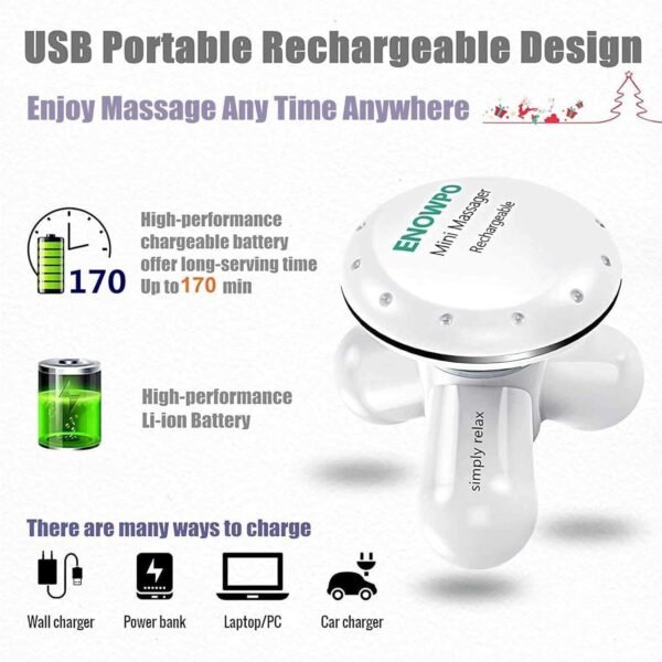 Handheld Mini Massager Hand Held Rechargeable Electric Full Body Personal Massager Deep Tissue Percussion Muscle Pain Relief for Neck, Back, Shoulder, Hand Massage Tools Cordless Massagers Vibrating - Image 5