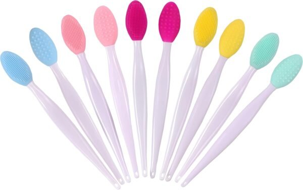 10pcs Silicone Lip Brush Exfoliating Nose Clean Blackhead Removal Brushes with Replacement Head Wash Face Cleansing Brush Tools - Image 2