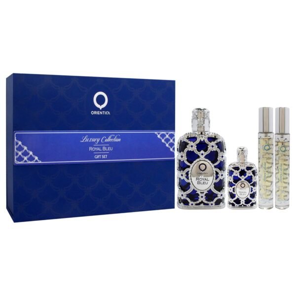Orientica Royal Bleu for Unisex - 4 Pc Gift Set 2.7oz EDP Spray, 2 x 10ml EDP Spray, 7.5ml EDP Splash - Image 4