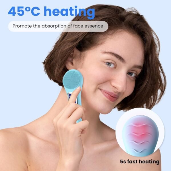 Facial Cleansing Brush, IPX7 Waterproof Rechargeable Silicone Face Scrubber, 5 Cleansing Modes Face Brush for Face Exfoliator, Exfoliating and Massaging Face Scrubber Exfoliator -Sky Blue - Image 5