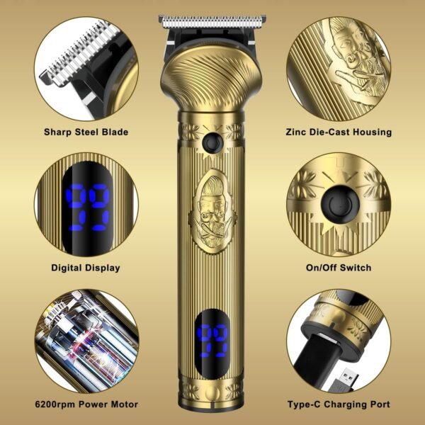 Beard Trimmer Kit for Men - Professional 6 in 1 Hair Clipper Trimmer, Cordless Multi Groomer, Mens Grooming Kit for Beard, Face, Body Nose Electric Razor with Travel Case as Gifts for Him - Image 4