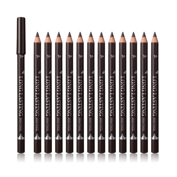 12 Pcs Dark Brown Eyebrow Pencil Eyeliner Makeup，Soft Textured，Easy to Color，Waterproof，Long Lasting Eyebrow Tint Pen for Fills in Sparse Areas and Gaps Create a Natural Eye Brow - Image 2