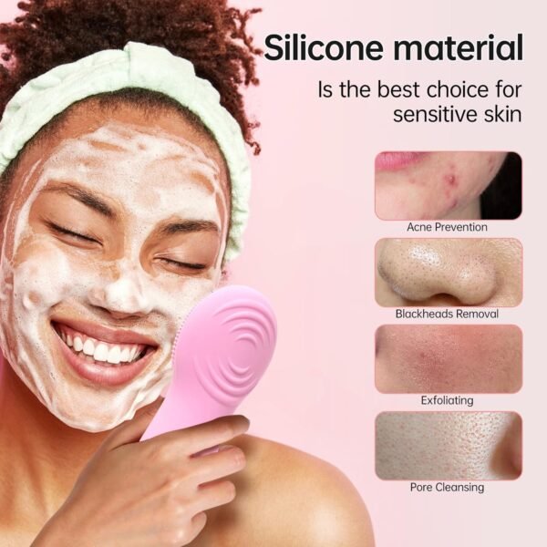 Facial Cleansing Brush, Electric Face Scrubber with Rechargeable Exfoliator, Completely Waterproof Face Scrub Brush Massaging and Deep Pore Cleansing - Image 4
