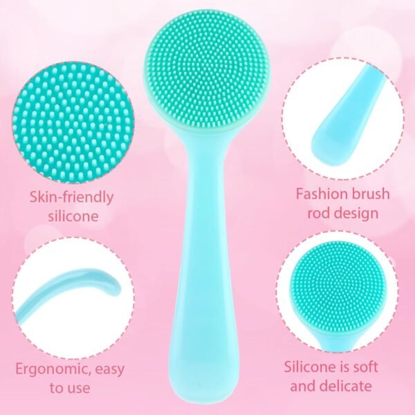 2 PCS Silicone Manual Facial Cleansing Brush Silicone Facial Scrubber Handheld Exfoliator Soft Bristles Scrubber Skin Friendly Waterproof Face Cleaning Scrubber for Blackheads Makeup Residues Removal - Image 8