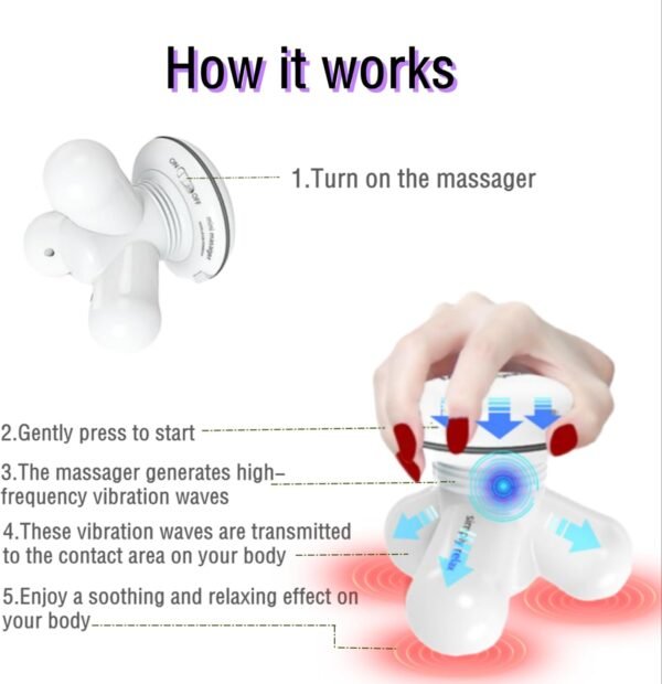 Handheld Mini Massager Hand Held Rechargeable Electric Full Body Personal Massager Deep Tissue Percussion Muscle Pain Relief for Neck, Back, Shoulder, Hand Massage Tools Cordless Massagers Vibrating - Image 4