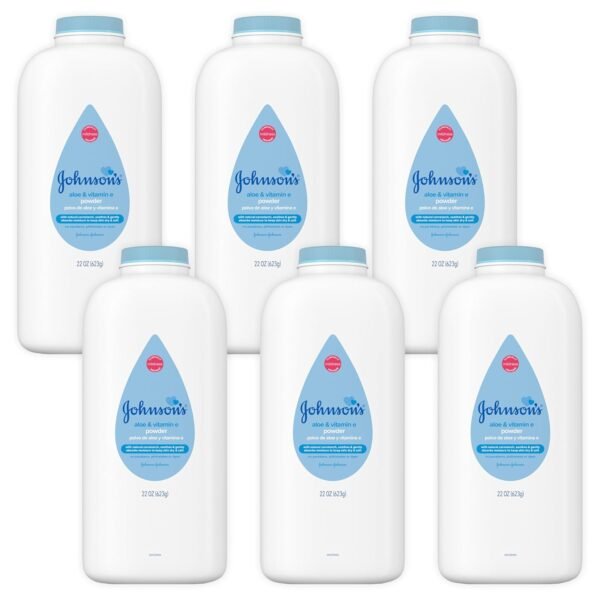 Johnson's Baby Powder, Pure Cornstarch, Aloe & Vitamin E, 22 Ounce (Pack of 3) - Packaging May Vary - Image 2