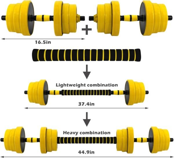 VIVITORY Dumbbell Sets Adjustable Weights, 44 to 66 Lbs, Free Weights Dumbbells Set with Connector, Neoprene Coating Adjustable Dumbbell Set, Dumbbells Weights Set for Home Gym, Cast Iron, Matte Finish - Image 7