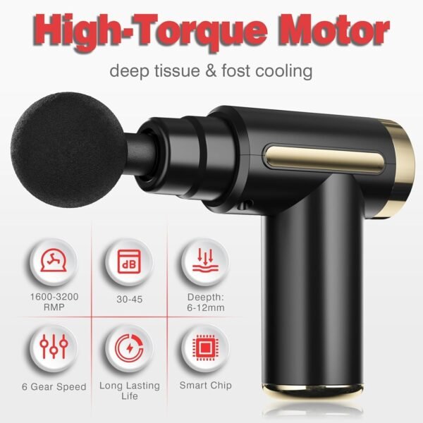 Massage Gun,Massage Gun Deep Tissue for Pain Relief with 4 Massage Heads & 6 Speeds, Birthday Gifts for Mom Dad Men Woman - Image 4