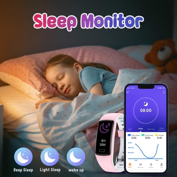 Smart Fitness Tracker Watch for Kids - Boys Girls Waterproof Smartwatch with Pedometer Heart Rate Sleep Tracking Alarm Clock Activity Tracker Calorie Step Counter Watch for Girls Boys Teens - Image 5