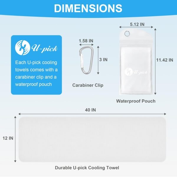 U-pick Cooling Towels Bulk 40"x12", Breathable Microfiber Chill Towel, Cooling Towel for Neck and Face, Sweat Towel for Gym, Yoga, Workout, Golf, Sport, Camping, Beach, Travel (4 Packs) - Image 7