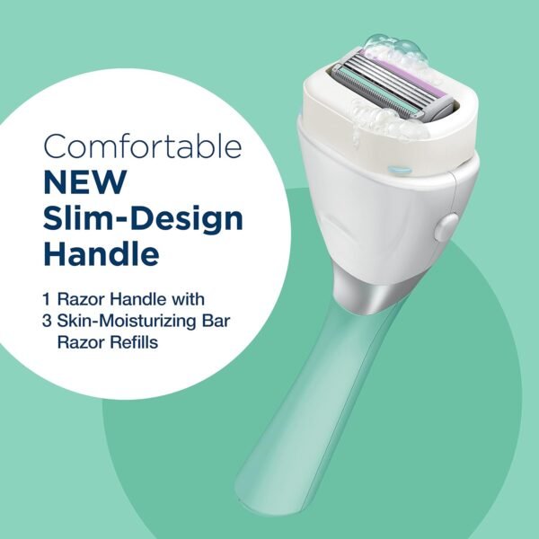 Schick Intuition Sleek Razors for Women with Sensitive Skin | 1 Razor & 3 Intuition Razor Blades Refill with Organic Aloe - Image 6