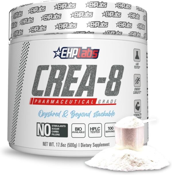 EHP Labs CREA-8 Micronized Creatine Monohydrate Powder - Creatine Powder for Muscle Growth, Increased Strength, Enhanced Energy Output and Improved Performance, Unflavored - 100 Servings (500g) - Image 2