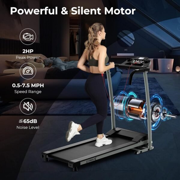 GYMAX Foldable Treadmill, Freestanding Easy Assembly Folding Treadmill with 12 Preset Programs, LCD Monitor, Built-in Wheels & Pulse Sensor, Portable Compact Running Machine for Small Space - Image 9