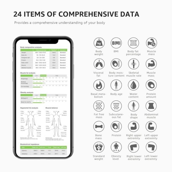 Fiar Smart Body Fat Scale - Digital Weight Scales & Body Analyzer,24 Body Composition Metrics BMI, Muscle, Body Composition Monitors with App Sync with Bluetooth, 400 lb - Image 5