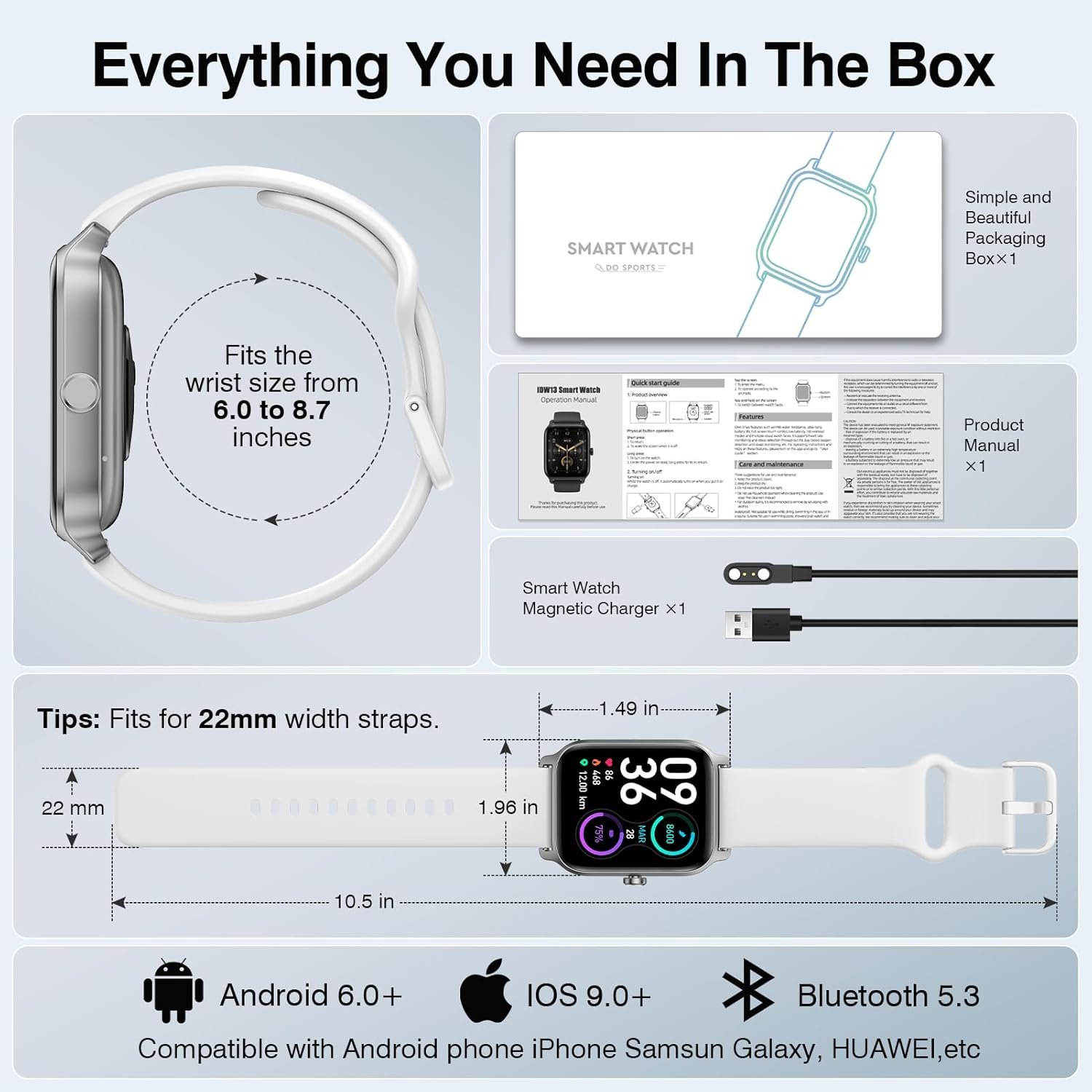 Smart Watches for Women, iOS Android Phones Compatible, Waterproof Fitness Tracker Smartwatches with Call, Alexa Voice, Heart Rate Monitoring, Sleep Tracking, 1.8 Inches (White) - Image 10