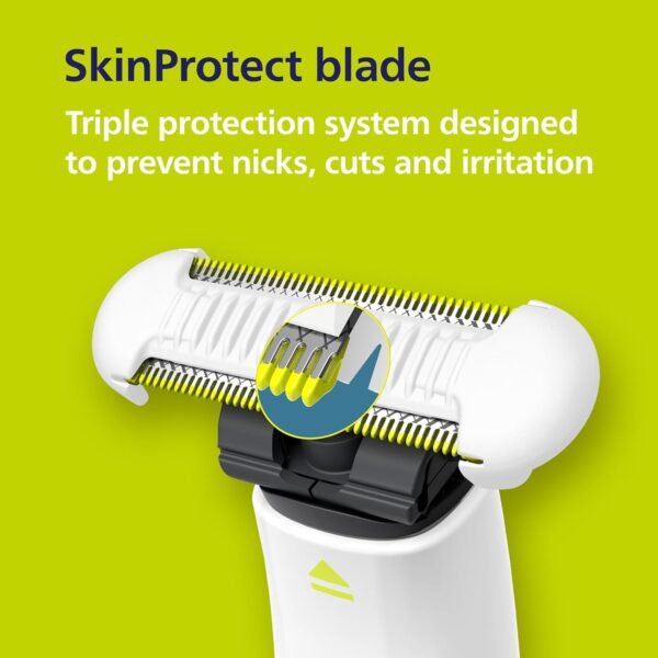 Philips Norelco OneBlade Intimate, Designed for Pubic Grooming, Trim & Shave with Extra Skin Protection, Model QP1924/70 - Image 4