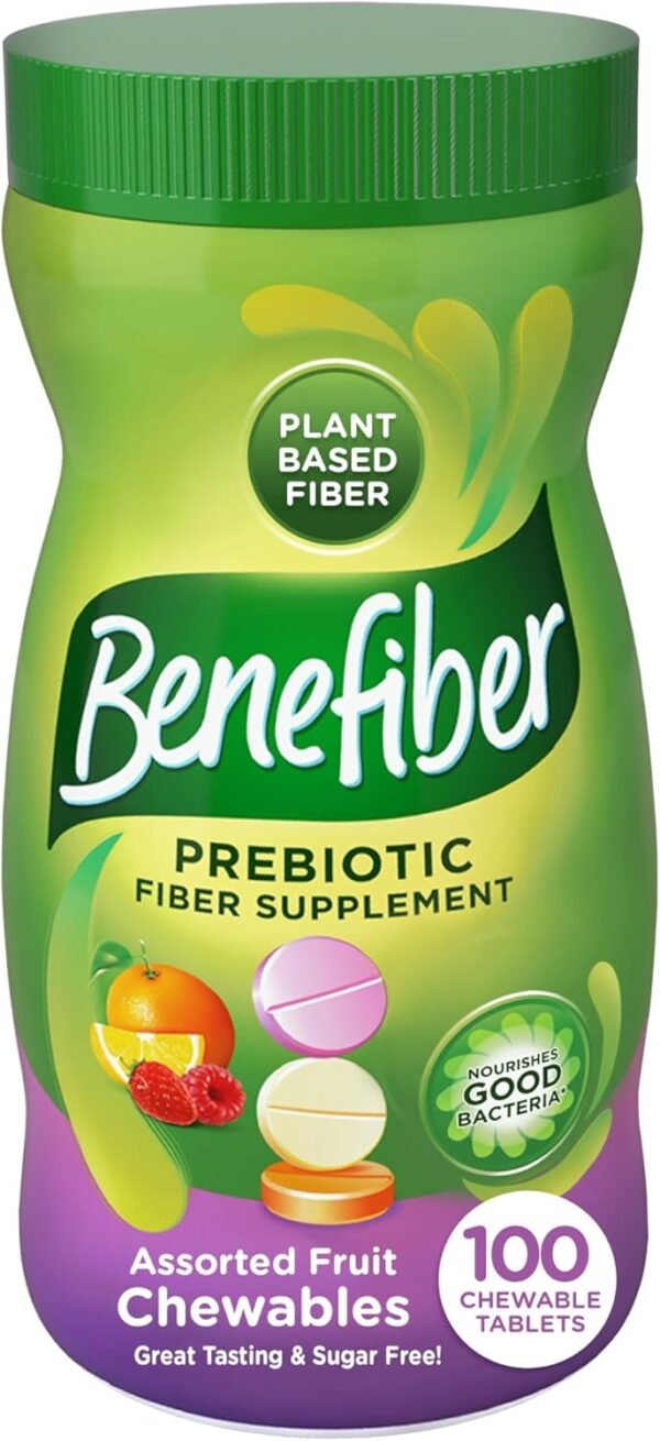 Benefiber Chewable Prebiotic Fiber Supplement Tablets for Digestive Health, Assorted Fruit Flavors - 100 Count - Image 2