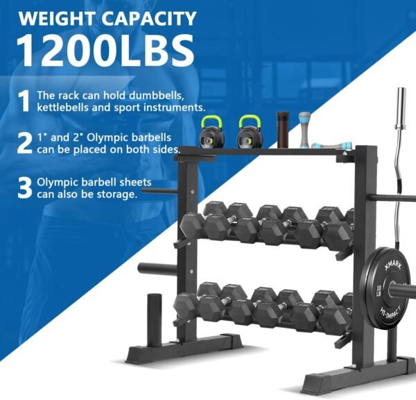 Adjustable Dumbbell Rack, Dumbbell Set with Storage Rack for Kettlebells, Weight Organizer Stand, Weight Rack, Kettlebell Rack - Image 3