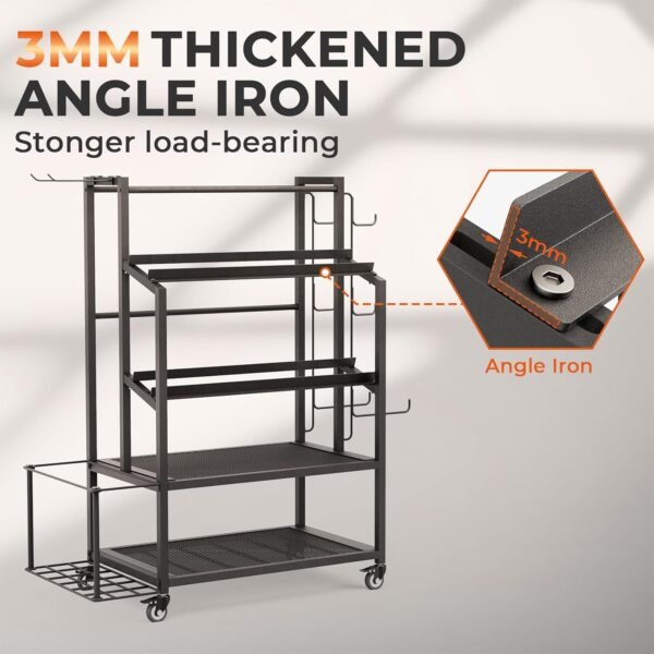 Bonvork 600LBS Dumbbell Rack Weight Stand Heavy Duty Adjustable Weight Rack for Dumbbells, Home Gym Storage for Yoga Mat, Foam Roller, Kettlebells, Workout Equipment Storage Organizer with Wheels - Image 5