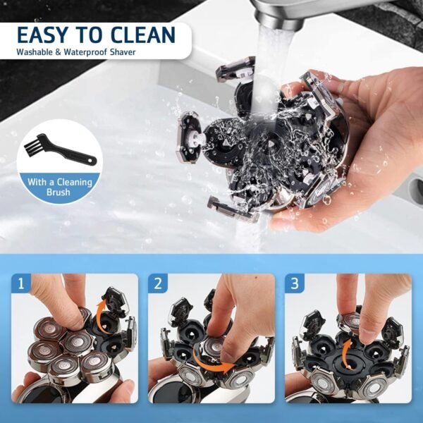 Head Shavers for Bald Men, 8D Upgraded 6-in-1 Bald Head Shaver, Waterproof Bald Head Shavers for Men Wet/Dry Use, LED Display Electric Razor Type-C Charging 360°Close Shave - Image 5