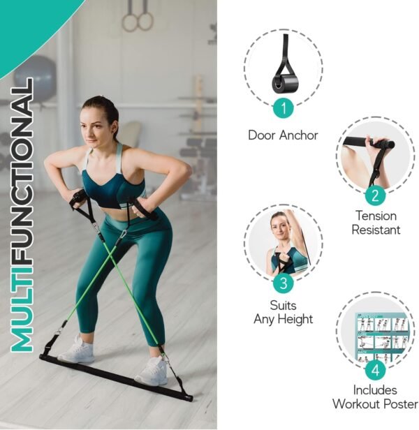 Pilates Bar Kit with Resistance Bands - Home Gym Equipment - Workout Equipment for Women and Men - Pilates Equipment with Adjustable Resistance Bands - Image 7