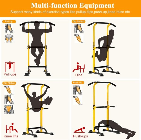 DlandHome Pull Up Bar, Power Tower Dip Bar, Pull Up Bar Free Standing with 10 Levels Adjustable Height for Home Gym Workout Equipment, Strength Training Fitness - Image 3