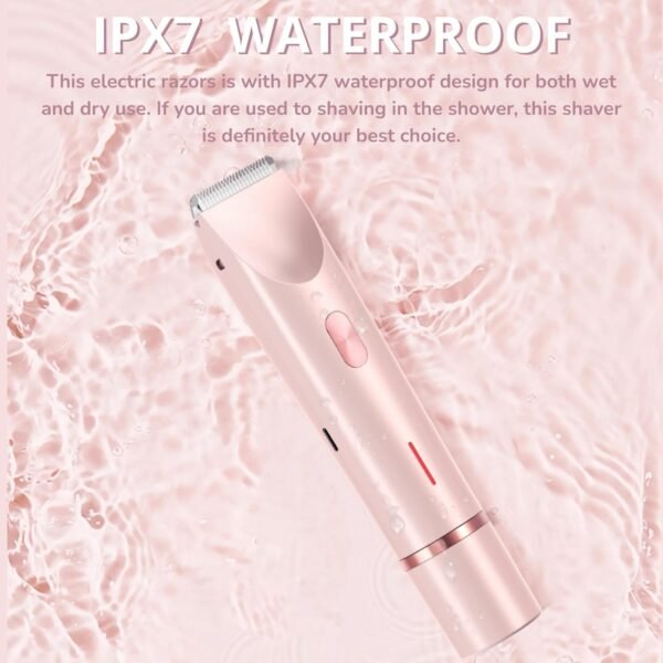 Bikini Trimmer for Women, 2 in 1 Dual-Head Electric Body Hair Trimmer Shaver for Women's Grooming, Waterproof Wet & Dry Pubic Hair Trimmer for Women Legs Bikini Underarms Hair Painless Remove - Image 5