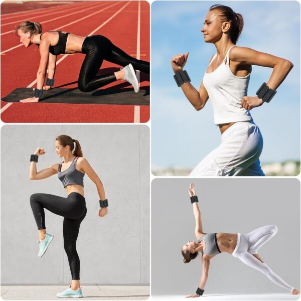 Pilates Wrist ＆ Ankle Weights for Women 1 Pair (1lb/2lb/4lb ) Adjustable Wrist Weights to Increase Training Intensity, Wearable Powerful Arm and Leg Weights for Walking, Yoga Pilates, Dance, Ballet, Gym -BLACK, 2LBS - Image 8
