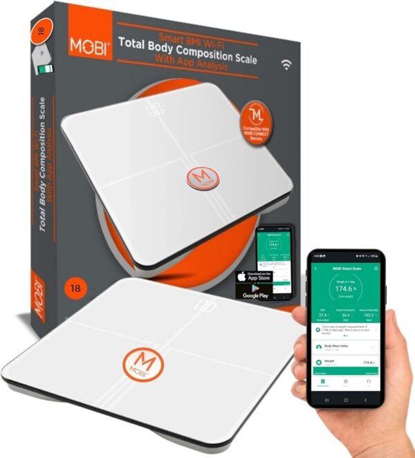 MOBI Connect Smart BMI Wi-Fi Total Body Composition Scale with App Analysis, Wireless Weight Scale, Easy Body Fat Measurement and Provide Quick Analysis for Your Health, Workout Progress, and Diet - Image 2