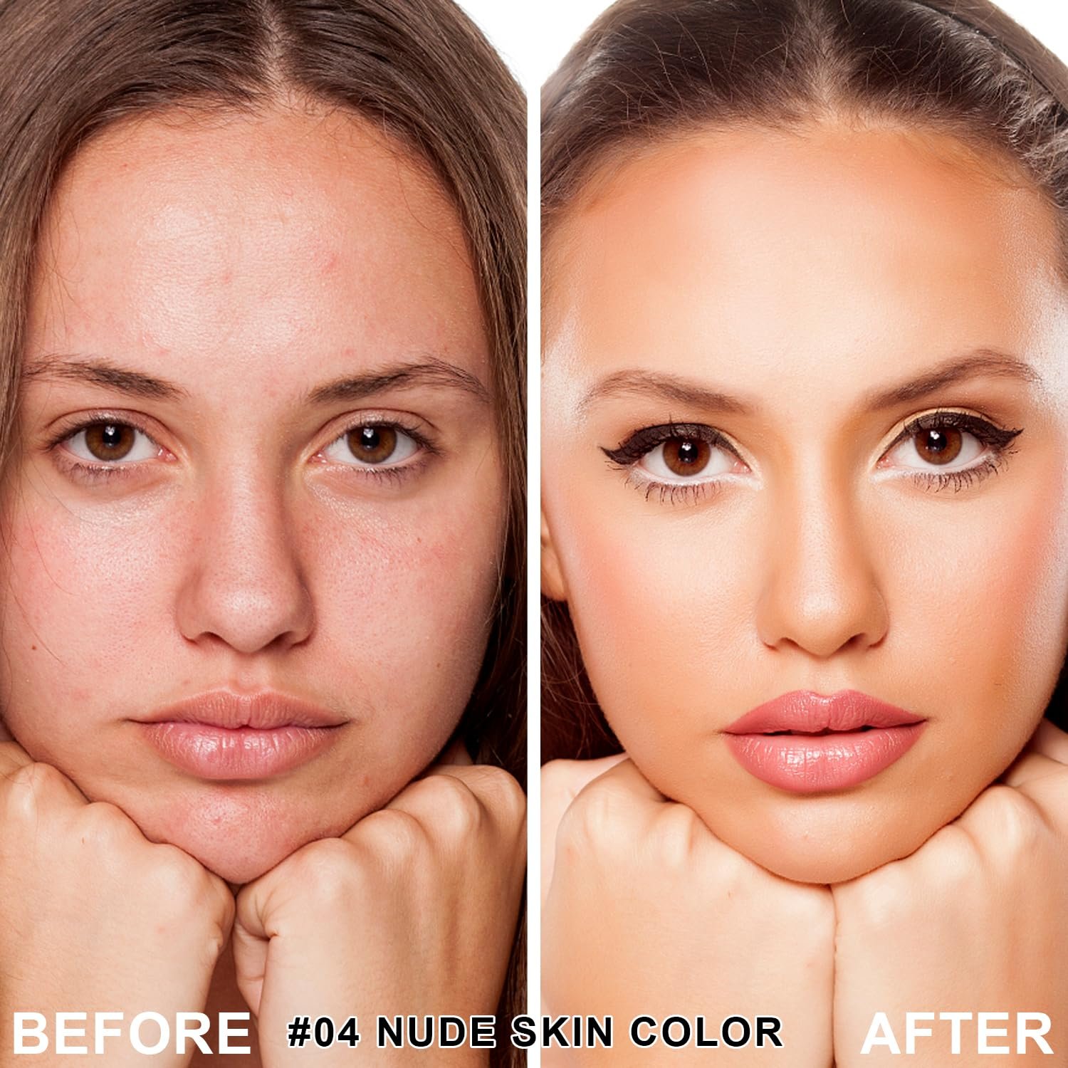 Mushroom Head Air Cushion CC Cream Foundation BB Cream Foundation Makeup Moisturizing CC Cream Liquid Foundation,Concealer Lasting Makeup Foundation Even Skin Tone Makeup Base Primer (#04 Nude) - Image 4