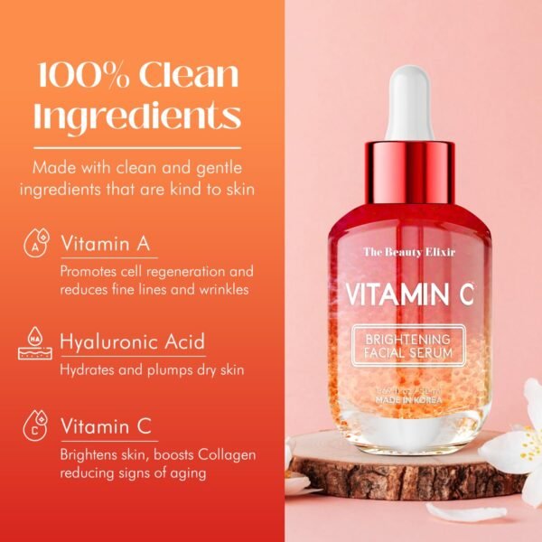 Beauty Elixir Vitamin C Serum For Face - Anti-Aging & Dark Spot Treatment - Clean, Cruelty-Free Korean Skin Care for All Skin Types - Dermatologist Tested - 1.69 oz - Image 5