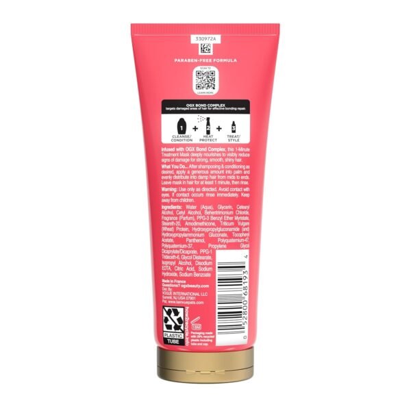 OGX Repair & Protect Bond Protein Repair 1-Minute Treatment Mask, Hair Treatment Mask Rapidly Repairs for Shiny, Smooth Hair That Lasts Between Washes, Sulfate-Free Surfactants, 6.7 fl. oz - Image 9