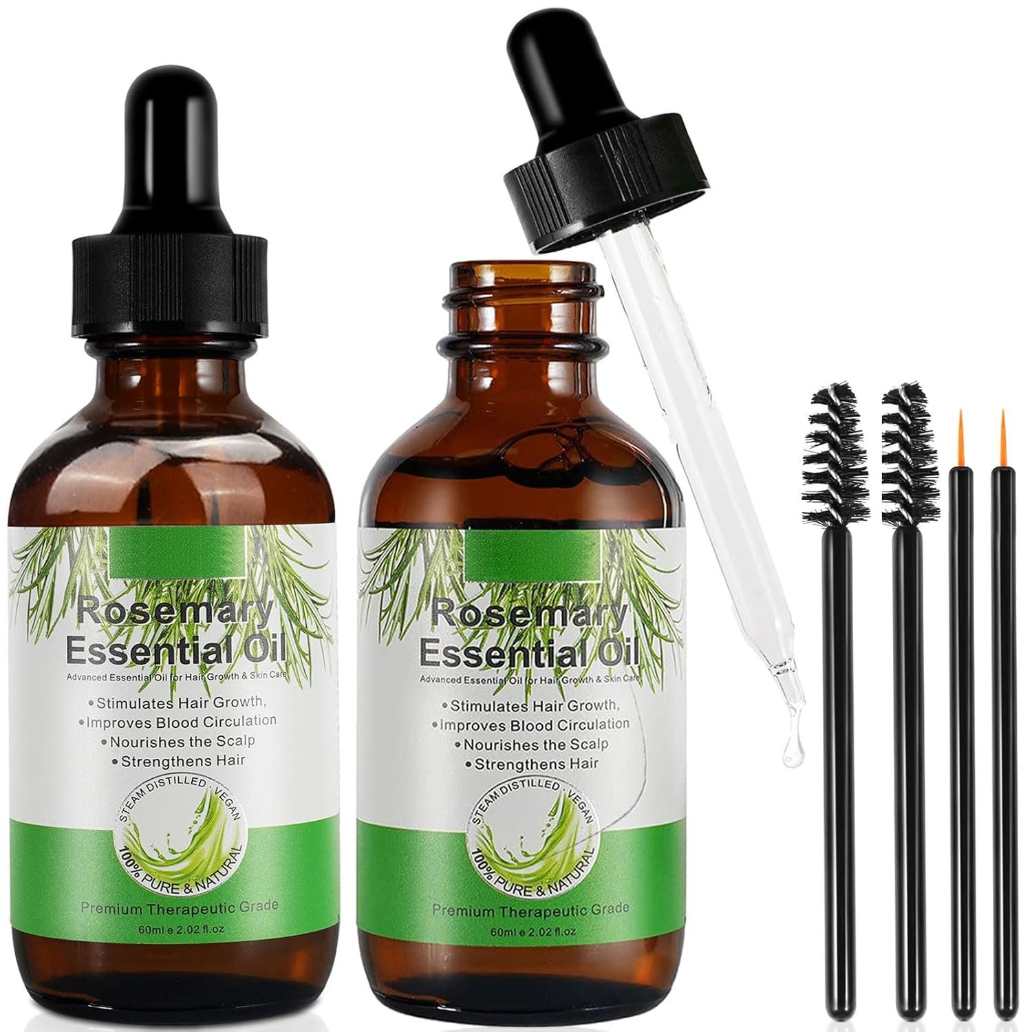 Rosemary Oil for Hair Growth, Pure Rosemary Essential Oil Glass Bottle 100% Natural Cold Pressed for Face, Body, Hair, Eyelashes, Skin - Image 2