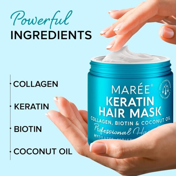 MAREE Hair Mask for Damaged Hair - Keratin Treatment Conditioner - Extremely Deep Conditioning Mask, Hydrating & Repairing, Keratina Mascarilla Para el Cabello - Image 6