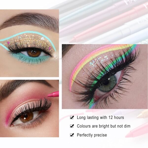 Eyeliner Pencil, Waterproof Eyeliner Long-lasting, Light-blue Eyeliner, High-Pigmented Colorful Eyeliners Easy To Use Eyeliner Pen for Women, Light-blue - Image 4